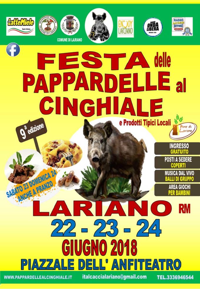 Lariano – 9° edizione della Festa delle Pappardelle al Cinghiale