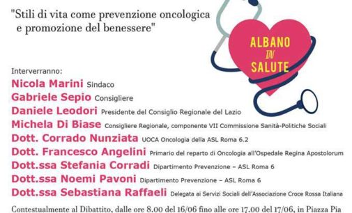 Albano Laziale, Politiche Sociali: 16 giugno a Palazzo Savelli la prima di “Albano In Salute”