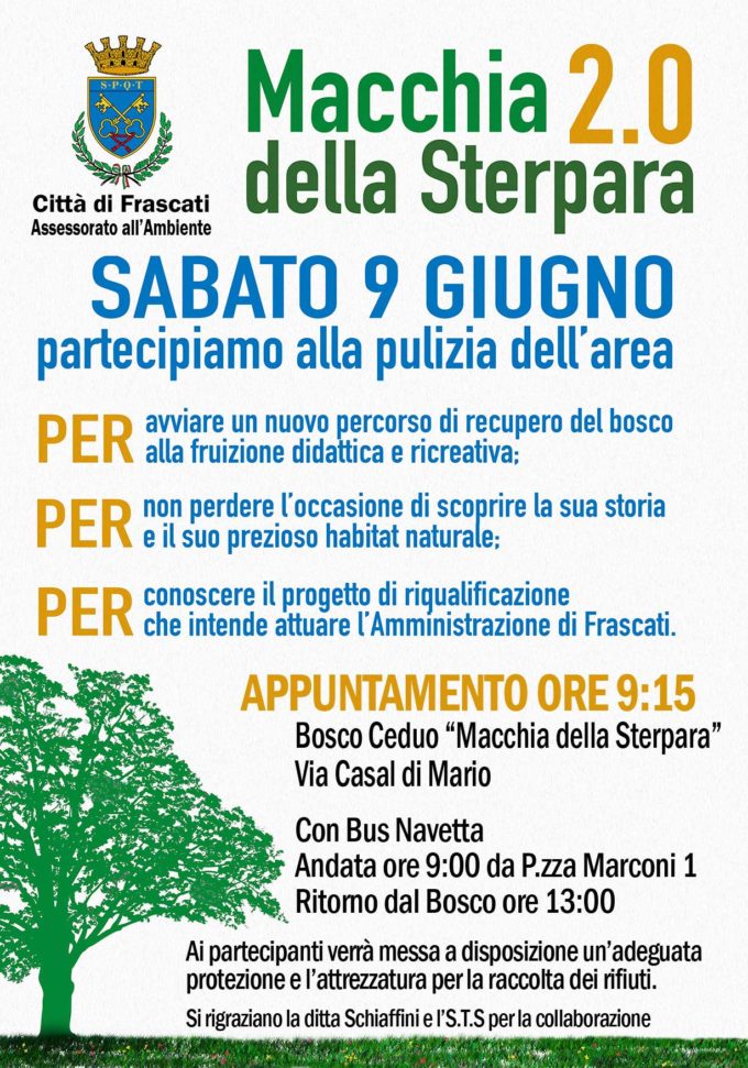 Frascati – Macchia della Sterpara 2.0 una giornata  di impegno civico e sociale per il Bosco Ceduo