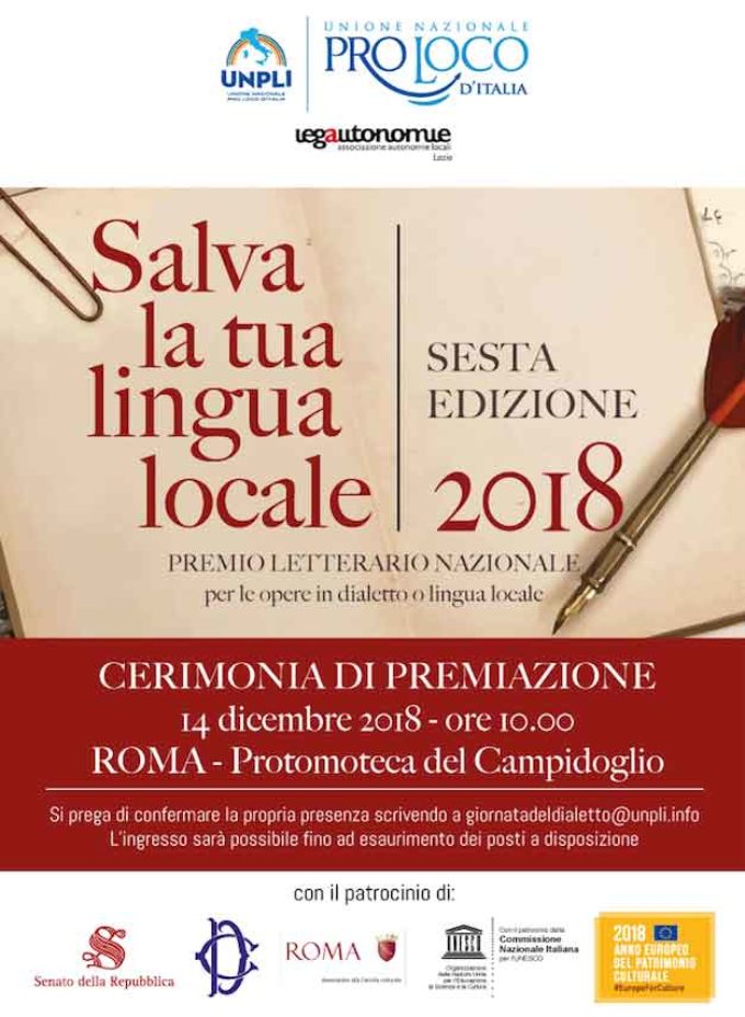Premio “Salva la tua lingua locale” 2018