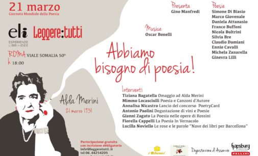 Il 21 marzo a Roma Festa della poesia in omaggio ad Alda Merini con poesie, musiche…