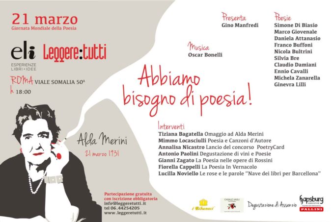 Il 21 marzo a Roma Festa della poesia in omaggio ad Alda Merini con poesie, musiche…