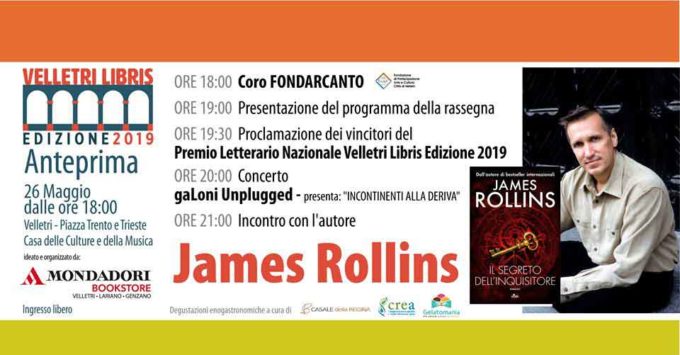 James Rollins e una domenica da ricordare per l’evento di anteprima della rassegna “Velletri Libris”