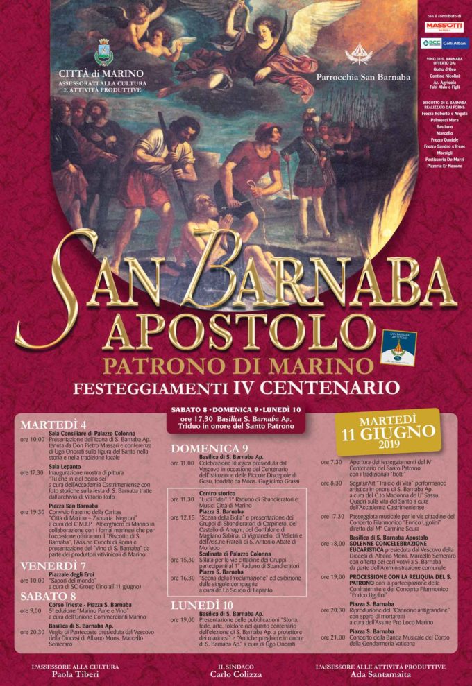 MARINO CELEBRA IL IV CENTENARIO di SAN BARNABA APOSTOLO