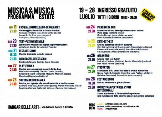 Musica&Musica Estate 2019 | Concerti e Cabaret con la Scuola Popolare di Musica del Testaccio