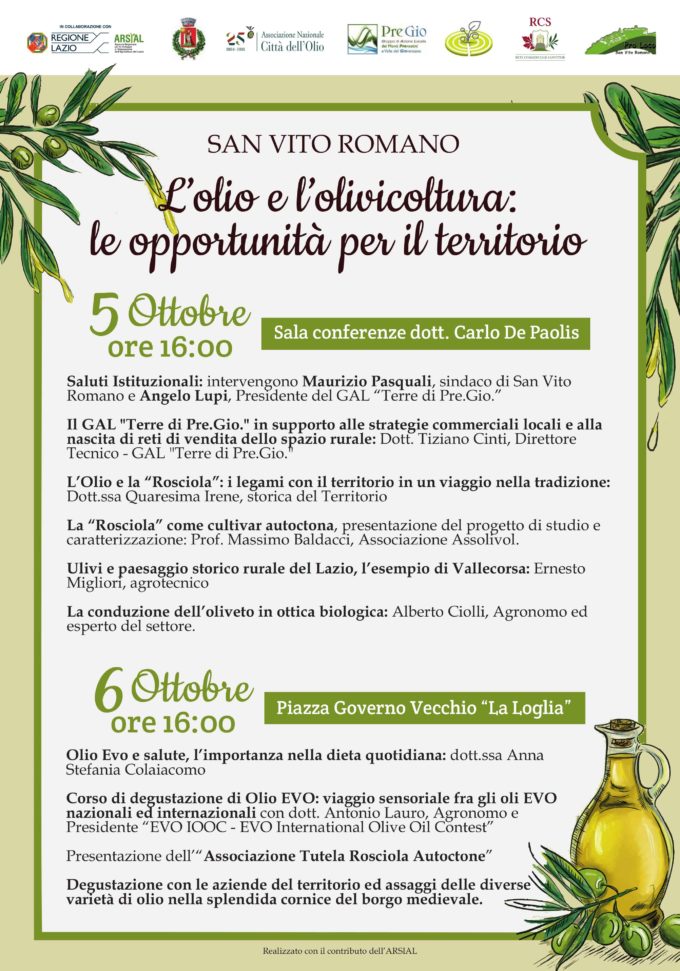 San Vito Romano – “L’Olio e L’olivicoltura: le opportunità per il territorio”