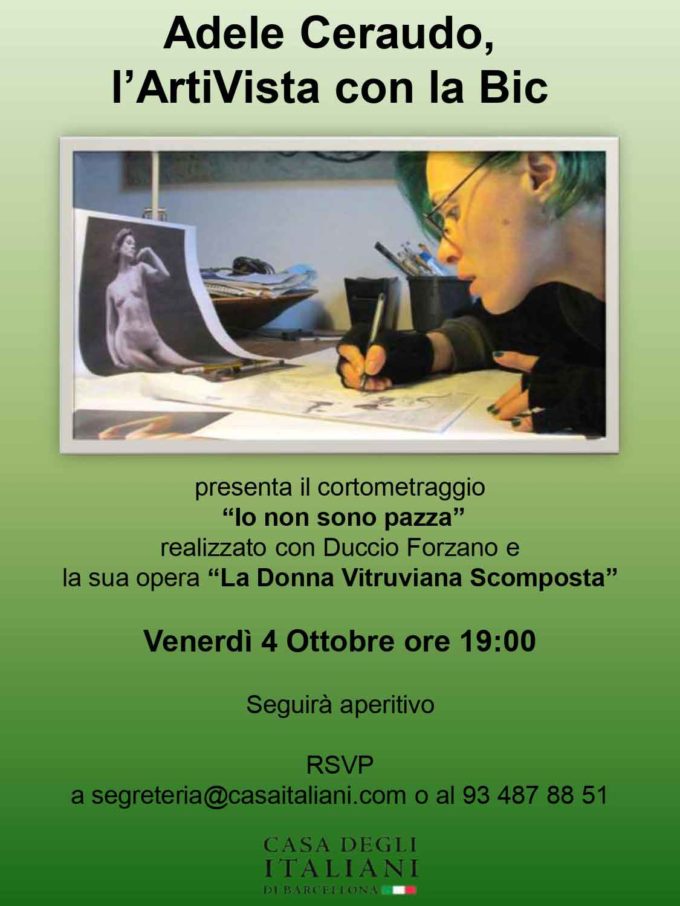 La Casa degli Italiani di Barcellona ospiterà il 4 Ottobre alle ore 19 l’artista Adele Ceraudo