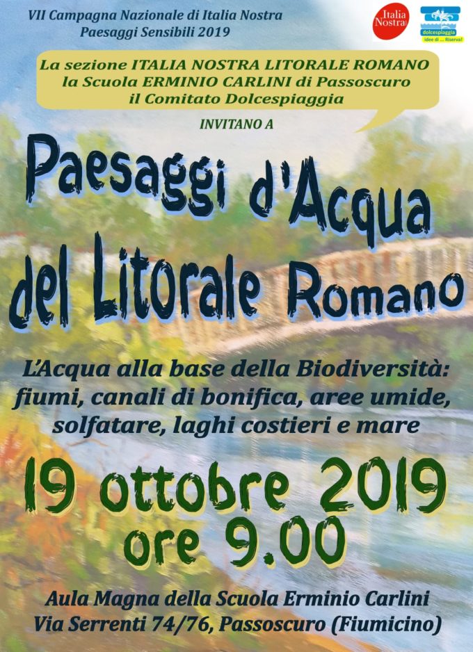 Il 19 ottobre a Passoscuro il Convegno “Paesaggi d’Acqua del Litorale Romano”