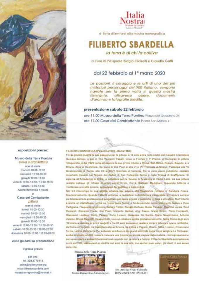 Italia Nostra Latina: In una mostra monografica la straordinaria figura di Filiberto Sbardella