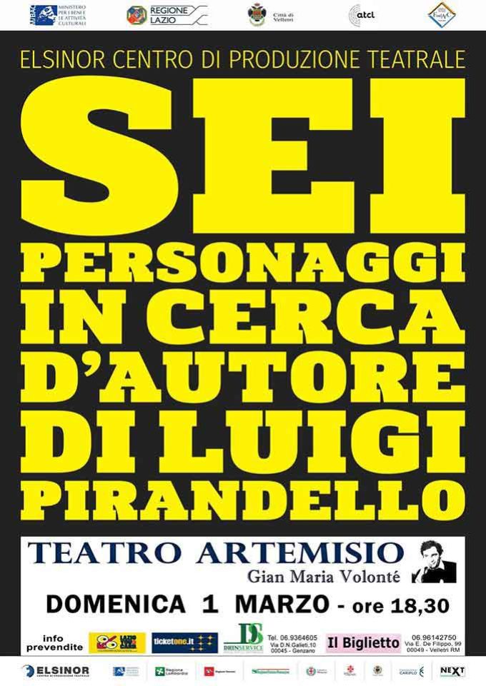 “Sei personaggi in cerca d’autore” con Michele Sinisi al Teatro Artemisio-Volonté