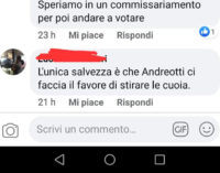 HATERS IN LIBERTÀ AUGURANO LA MORTE AL SINDACO ANDREOTTI