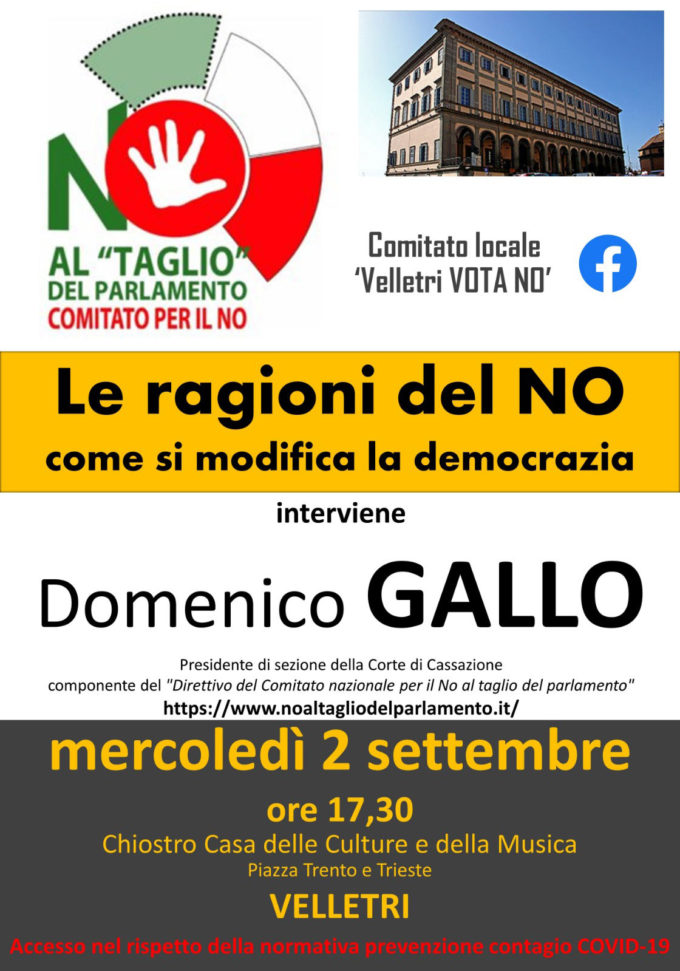 Domenico Gallo alla Casa delle Culture “le ragioni del NO al referendum”