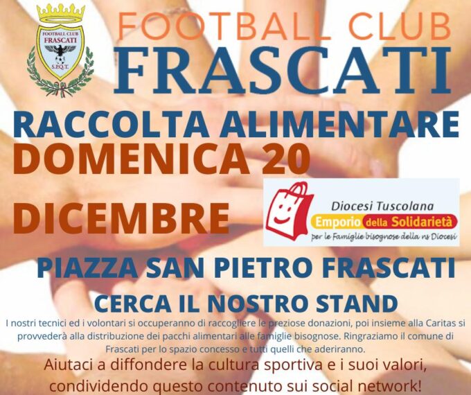Football Club Frascati, un Natale di solidarietà: domenica la raccolta di generi alimentari in piazza