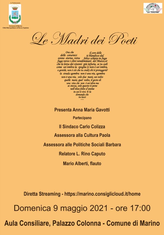 LE MADRI DEI POETI – Marino omaggia la Festa della Mamma con un Recital musicale-letterario
