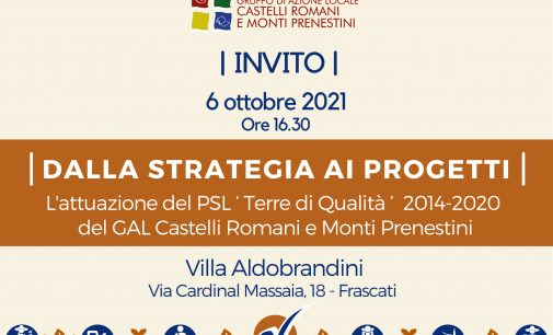 “Dalla strategia ai progetti”, evento del Gal Castelli Romani e Monti Prenestini