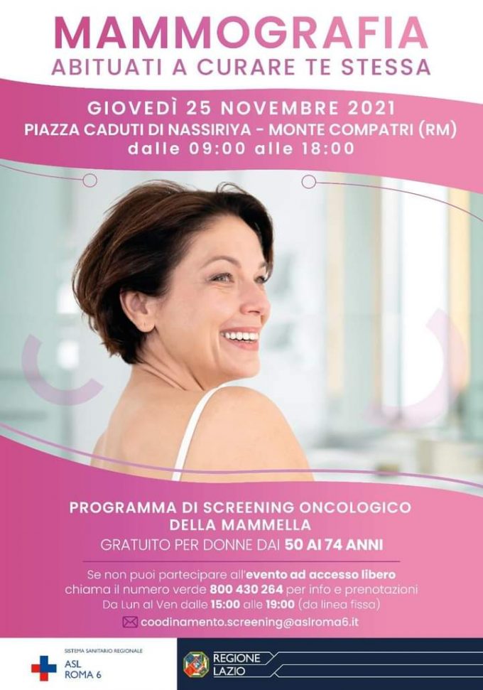 Monte Compatri, screening mammografico gratuito il prossimo 25 novembre