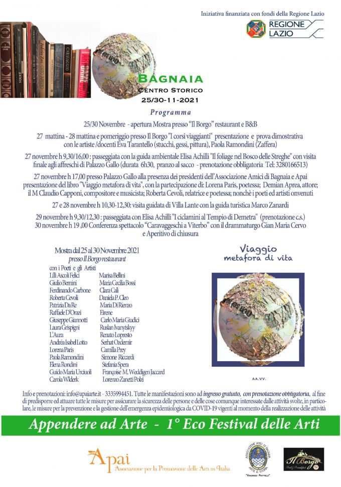 “Appendere ad Arte – 1° Eco Festival delle Arti” : Bagnaia (Vt) 25/30 Novembre
