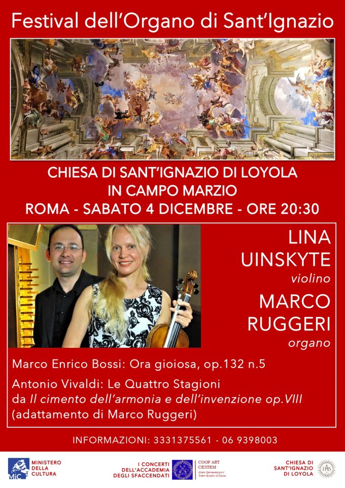 Roma: il Festival dell’Organo di Sant’Ignazio si conclude con le Quattro Stagioni di Vivaldi