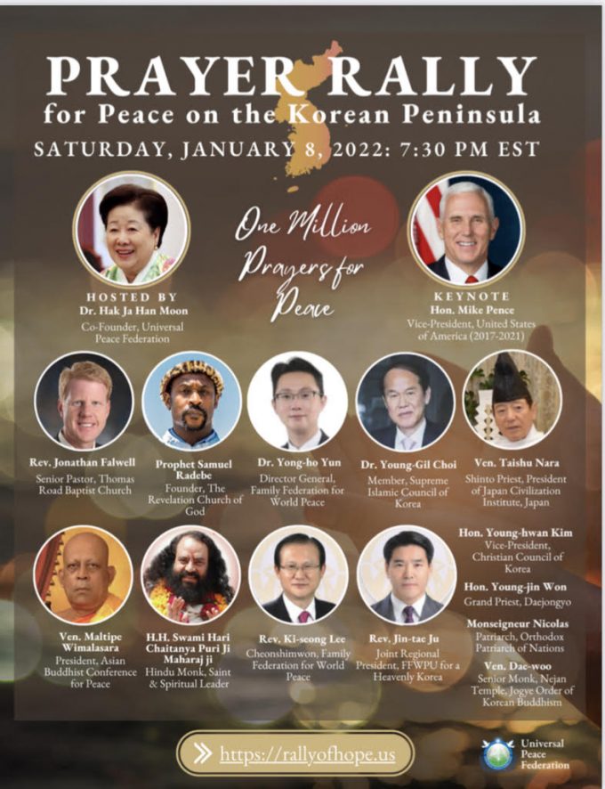 Leader religiosi mondiali riuniti per pregare per la pace tra le due Coree e nel mondo
