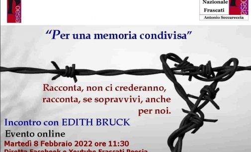 “Per una memoria condivisa” Incontro con Edith Bruck martedì 8 febbraio