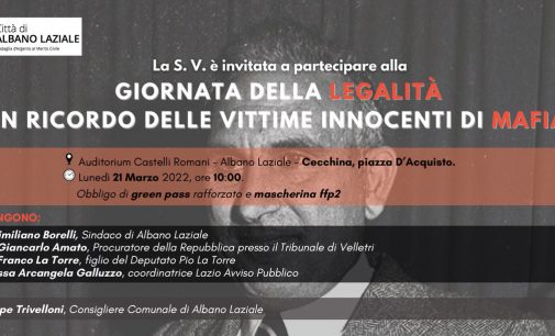 Albano – Giornata della Legalità in ricordo delle vittime innocenti di mafia