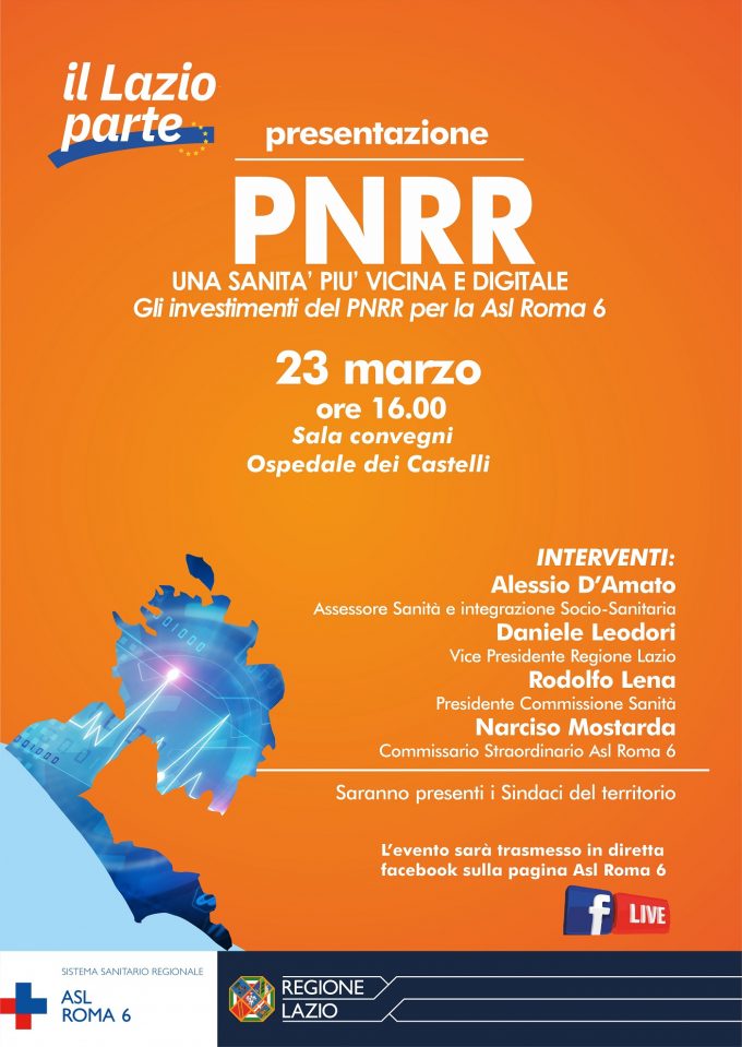 Oggi alle ore 16 Asl Roma 6 presenta il piano investimenti PNRR