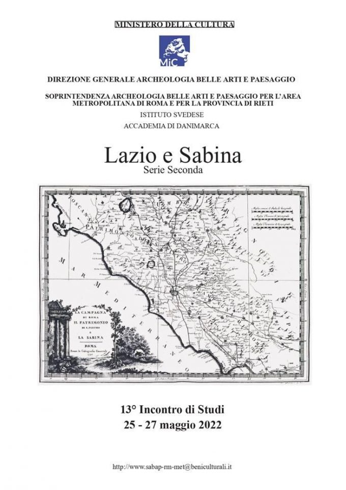 13° INCONTRO DI STUDI SUL LAZIO E LA SABINA – Roma, 25-26-27 maggio 2022