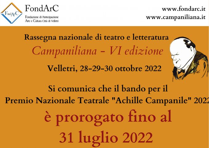 “Campaniliana”: proroga per il Premio Nazionale Teatrale, c’è tempo fino al 31 luglio
