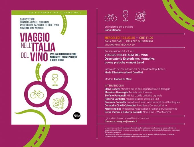 Il 13 luglio il nuovo manuale sull’enoturismo a Palazzo Giustiniani