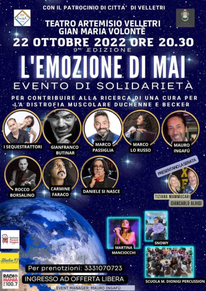 Marco Lo Russo alla serata di solidarietà “L’Emozione di Mai”, Velletri