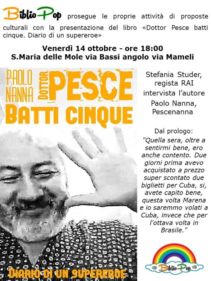 Marino, Bibliopop il 14 ottobre: Paolo Nanna autore di “Dottor Pesce batti cinque. Diario di un Supereroe”