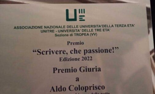 “Scrivere, che passione!”  UNITRE  – PREMIO GIURIA ad Aldo Coloprisco