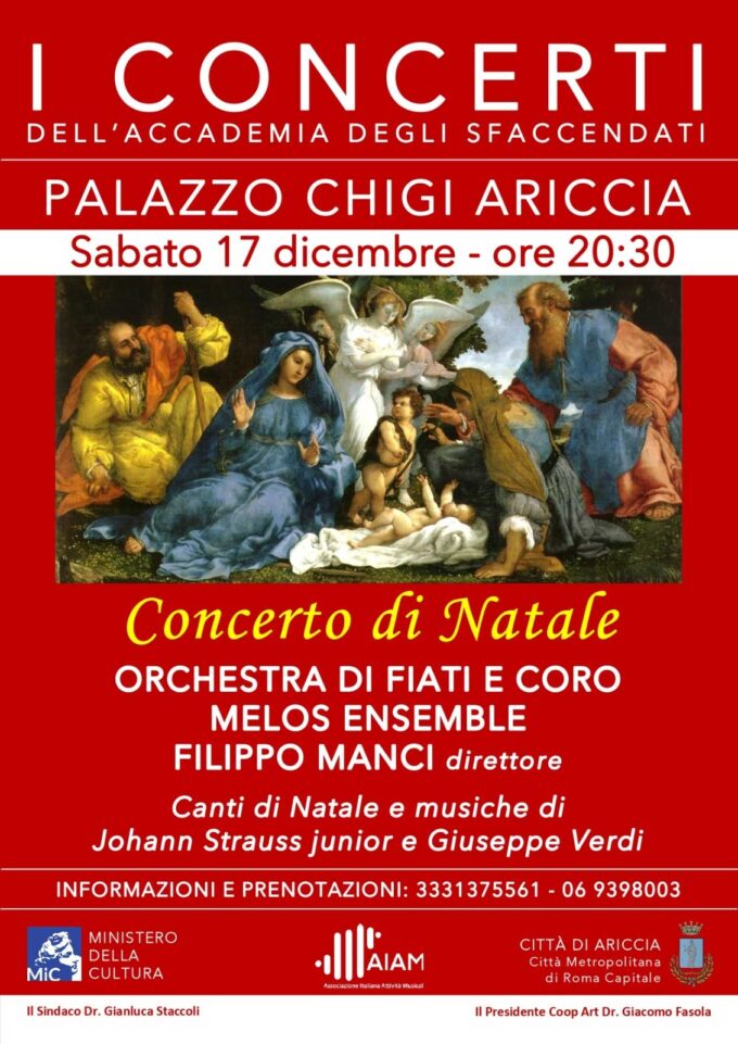 Concerto di Natale chiude Stagione 2022 “Sfaccendati” al Palazzo Chigi di Ariccia