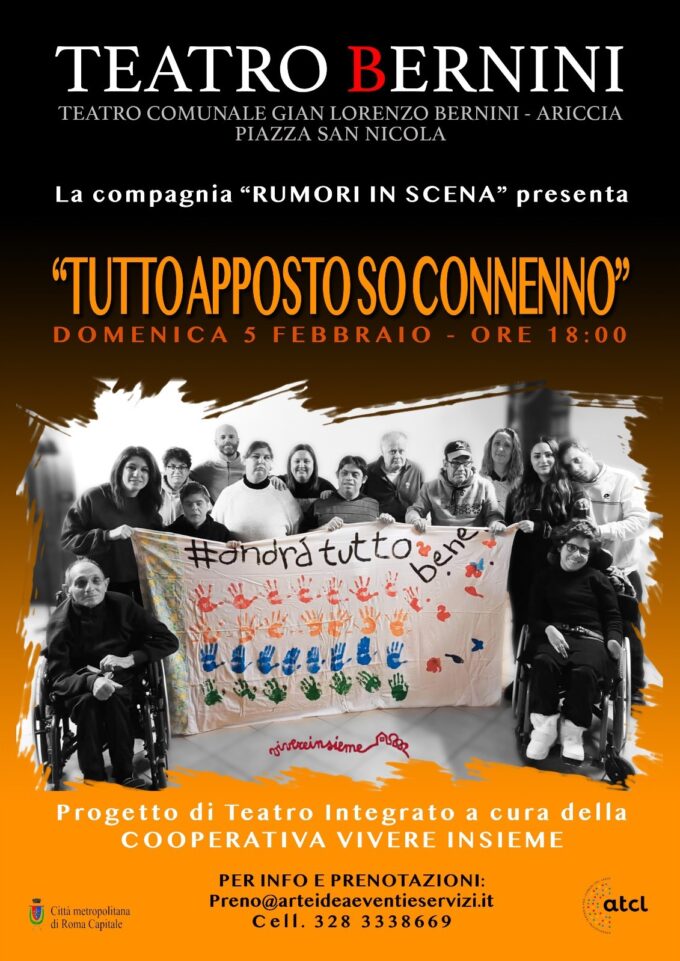 Il 5 febbraio al Bernini, “Tuttapostosoconnenno”, progetto di teatro integrato