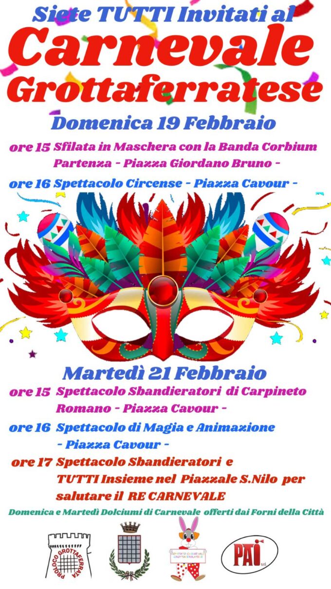 Grottaferrata: il 19 e il 21 marzo arriva il Carnevale Grottaferratese 2023