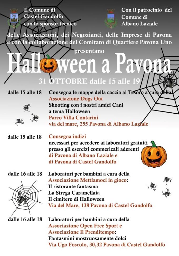 Il 31 ottobre Halloween a Pavona…pomeriggio in festa