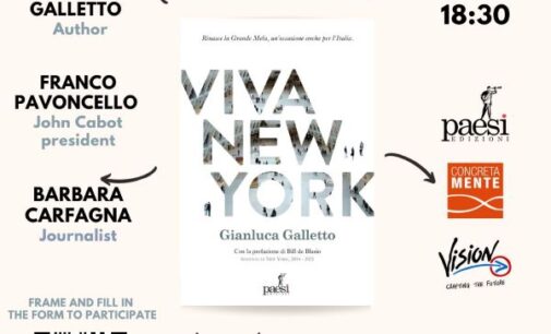 “Viva New York”di Gianluca Galletto il 6/11 alla John Cabot University