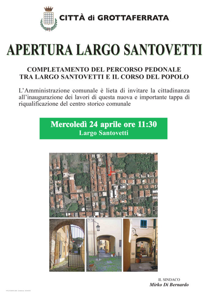 Grottaferrata – Apertura di Largo Santovetti: il 24 aprile la posa della prima pietra