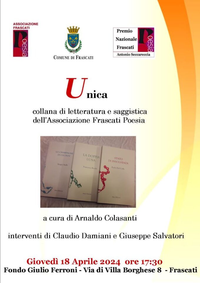 Il18/4 l’incontro con Claudio Damiani e Giuseppe Salvatori inaugura la collana “Unica”